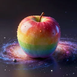 a waya steurbaut render of a a rainbow apple on a galaxy coloured table in the style of waya steurbaut made by waya steurbaut an rendered in a program waya3d, cinematic, epic, legendery, dark comedy, fun, inspiring, mind blowing camer shot sharp focus, detailed 100k