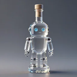 a realistic crystal vodka bottle shaped like a robot, concept art, trending on artstation 3 d.