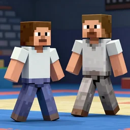 steve from minecraft in a taekwondo tournament versus herobrine, trending on artstation, 4 k