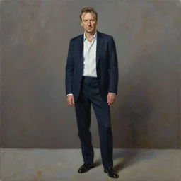full - body portrait of alan rickman. palette knife oil painting on canvas by leonid afremov.