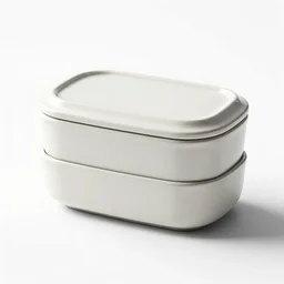ceramic lunch box, clean 3d render, octane render, isolated on a pure white background, centered, entire object in frame, sharp focus, soft studio lighting