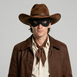 Tim Robinson from I think You should Leave, dressed up as the the Lone Ranger outfit and eye mask disguise, photo from the TV show Hot Shots Megee