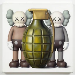3 d mk 2 grenade by shusei nagaoka, kaws, david rudnick, airbrush on canvas, pastell colours, cell shaded, 8 k,