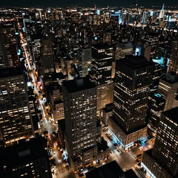 Birds eye view of a metropolis at night, pulp fiction style