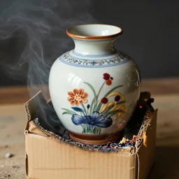 dreaming of japanese pottery glazed beautiful future ikebana cheerios berry diavola nostalgia, smouldering cardboard box,