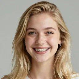 photo of cute blonde girl smiling with braces
