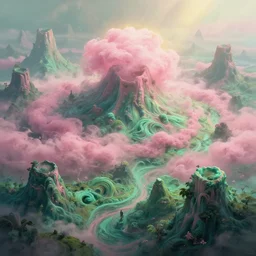 extremely detailed pink ocean of dreams, view of lush volcanic planet, soft light, golden glow, jade green, diffuse lighting, fantasy, intricate, surrealism!!!!, highly detailed, lifelike, photorealistic, digital painting, artstation, illustration, concept art, smooth, sharp focus, by greg rutkowski, chris tulloch mccabe, valentina remenar and asher duran