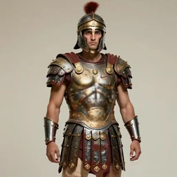 an ancient greek warrior with sponsorship branding for nike on his armor