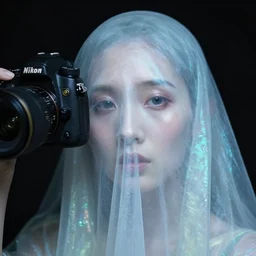 close up portrait of a female iridescent ghost, Nikon camera, 4k, National Geographic