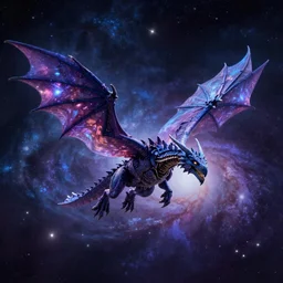 Drogon with wings spread Galaxy cosmic color scheme