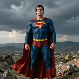 David Jason as Superman, photo, movie still, realistic