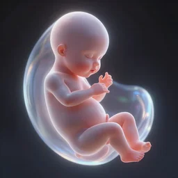 fetus in womb, iridescent light, concept art by artem priakhin