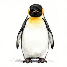 joseph clement cole. ink illustration of happy penguin - n 4