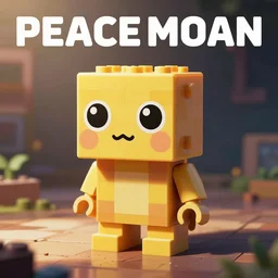 tiny creature made of one brick, big round cute eyes, quadrupedal, cute looking, blocky shape, kawaii, sharp focus, character, game concept art, blocky, lego mixels, flat toon style like katamari damacy inspired, pokemon inspired, promotional poster art