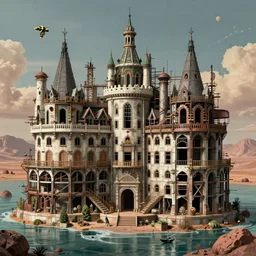 a beautiful detailed highly detailed urbex building chateau nature unfinished building industrial architecture architecture city by beeple, mars water nature retro, archdaily, wallpaper, highly detailed, trending on artstation.