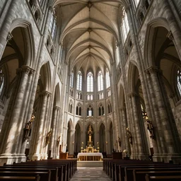 interior of a large roman catholic cathedral built in minecraft