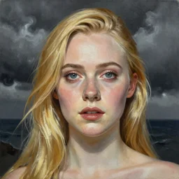 professional painting of Elle Fanning in Bioshock Rapture the style of Henri-Edmond Cross, head and shoulders portrait, symmetrical facial features, smooth, sharp focus, illustration, intricate, stormy weather, extremely detailed masterpiece,