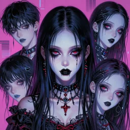 9 0 s, pastel goth aesthetic, creepy gothic portrait, yami kawaii, vaporwave colors, anime, manga, futuristic, hyperrealistic painting, heavy makeup, by stanley twardowicz, ilya kuvshinov, rossdraws, trending on artstation