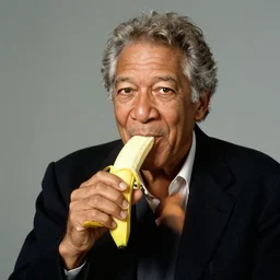 morgan freeman eating a big banana by salvador dali
