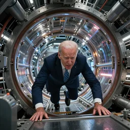 of Demons an Joe BIDEN crawling out of The Large Hadron Collider at cern 4k extremely highquality
