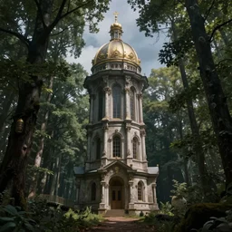 alchemy necoclassical tower with dome in a magical forest. by konstantin razumov, highly detailded