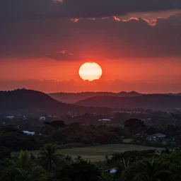 red sun over paradise