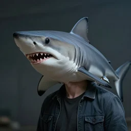man with the head of a shark, cinematic photography, 4k, trending on artstation