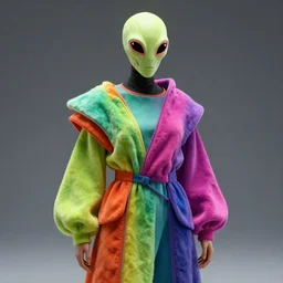 the concept of clothing of the future, bright colors, mask, alien, si - fi, futurism, asymmetric forms, weird, supernatural, unearthly, photorealistic, unreal engine render