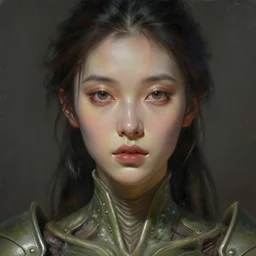closeup facial portrait of a young beautiful woman alien in ethereal armor, olive skin armor, digital painting concept art, by valerian city of a thousand planets, by ruan jin, by mandy jurgens, by artgerm, william - adolphe bouguerea