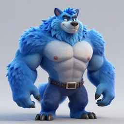 portrait character design a mature muscle blue fluffy werewolf girl, style of maple story and zootopia, 3 d animation demo reel, portrait studio lighting by jessica rossier and brian froud and gaston bussiere