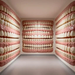 a photo of a room with walls made of teeth, liminal space