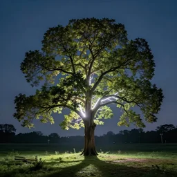 a photograph of a tree lightening