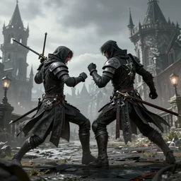 bloodborne hunter fighting in Yharnam