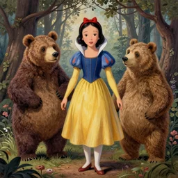 full - color 1 8 0 0 s woodcut art of goldilocks and the three bears ; highly - detailed