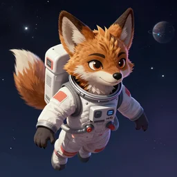 digital detailed art of furry female hyena, in style of zootopia, fursona, furry, furaffinity, deviantart, wearing astronaut outfit, floating in space, space background, hyena fursona, cyberpunk, detailed face, style of artgerm,