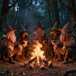 Colonel Thingummywut, 3 gizzard wizards, and Garthnoc Deftblade sitting around a campfire
