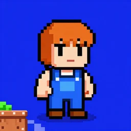 vivid clean pixel rpg game style character, 1 2 8 bit, pixel art, nintendo game, screenshot of pixel game, retro game 1 9 8 0 style, sharp geometrical squares