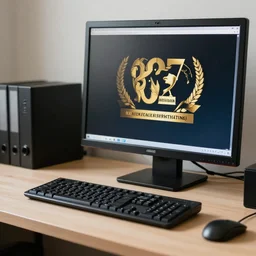 photo of a computer on a desk ( 2 0 0 5 ). realistic, highly - detailed, award - winning, sharp focus