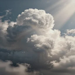 detailed volumetric render of cumulus clouds, matte painting, intrincate, swirls, puff, god ray, volumetric render, octane render, 4 k.