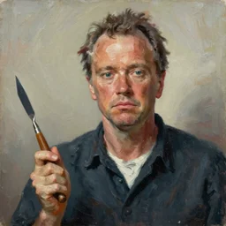 Jack Nicholson painted in the style of the old masters, painterly, thick heavy impasto, expressive impressionist style, painted with a palette knife
