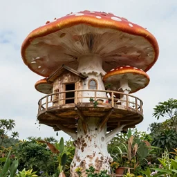 a giant mushroom treehouse