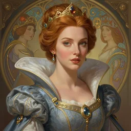 christina hendricks as the fairy godmother, deep focus, d & d, fantasy, intricate, elegant, highly detailed, digital painting, artstation, concept art, matte, sharp focus, illustration, hearthstone, art by artgerm and greg rutkowski and alphonse mucha