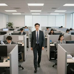 “ rats wearing business suits in an office of cubicles, wide angle ”