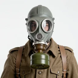 portrait of futuristic world war 1 russian soldier with gas mask, white background, high details, dripping paint, greg rutkowski, craig mullins, ash thorpe, fibonacci rhythm ar