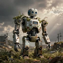 abandoned overgrown robot by joel robison