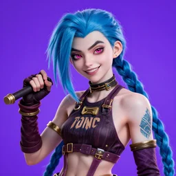 A Portrait of jinx Arcane by League of Legends, tristan eaton,Stanely Artgerm,Nick Silva,Tom Bagshaw,trending on artstation