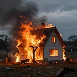 a house is burning