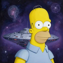 an alien mothership that looks like homer simpson, cosmic horror painting, elegant intricate digital painting artstation concept art by mark brooks and brad kunkle detailed