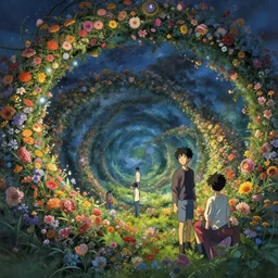greg manchess concept art of a the winding flower dimension, key visual, ambient lighting, highly detailed, digital painting, artstation, concept art, sharp focus, by makoto shinkai and akihiko yoshida and hidari and wlop and greg rutkowski