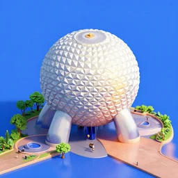 isometric stylized EPCOT, screenshot from VMK, screenshot from YoWorld, 3d render, eevee, featured on artstation